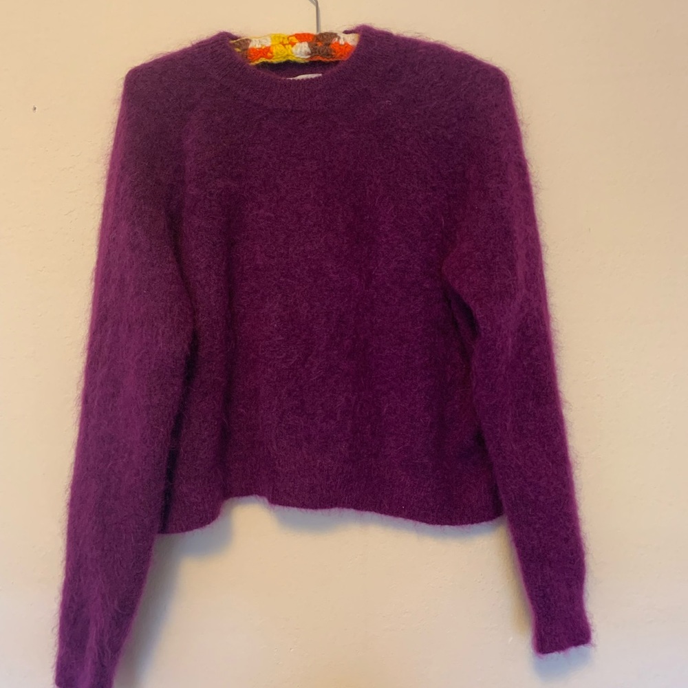 Zara fuzzy mohair-blend purple sweater - Picture 2 of 9